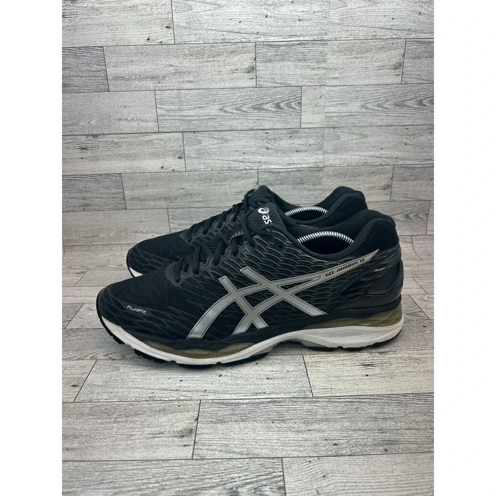Asics Gel Nimbus 18 Running Shoes Black Silver T600N‎ Athletic Sneakers Men 11.5